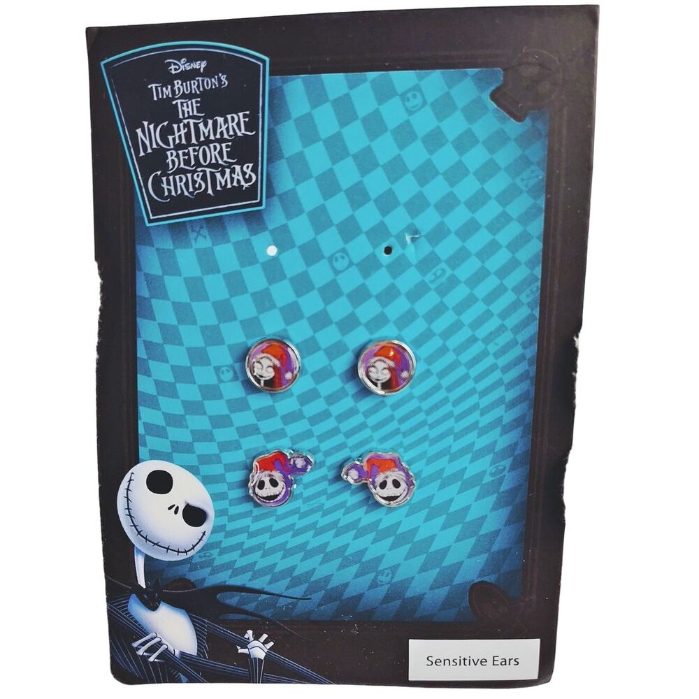 Disney Nightmare Before Christmas Jack & Sally Earrings NWT